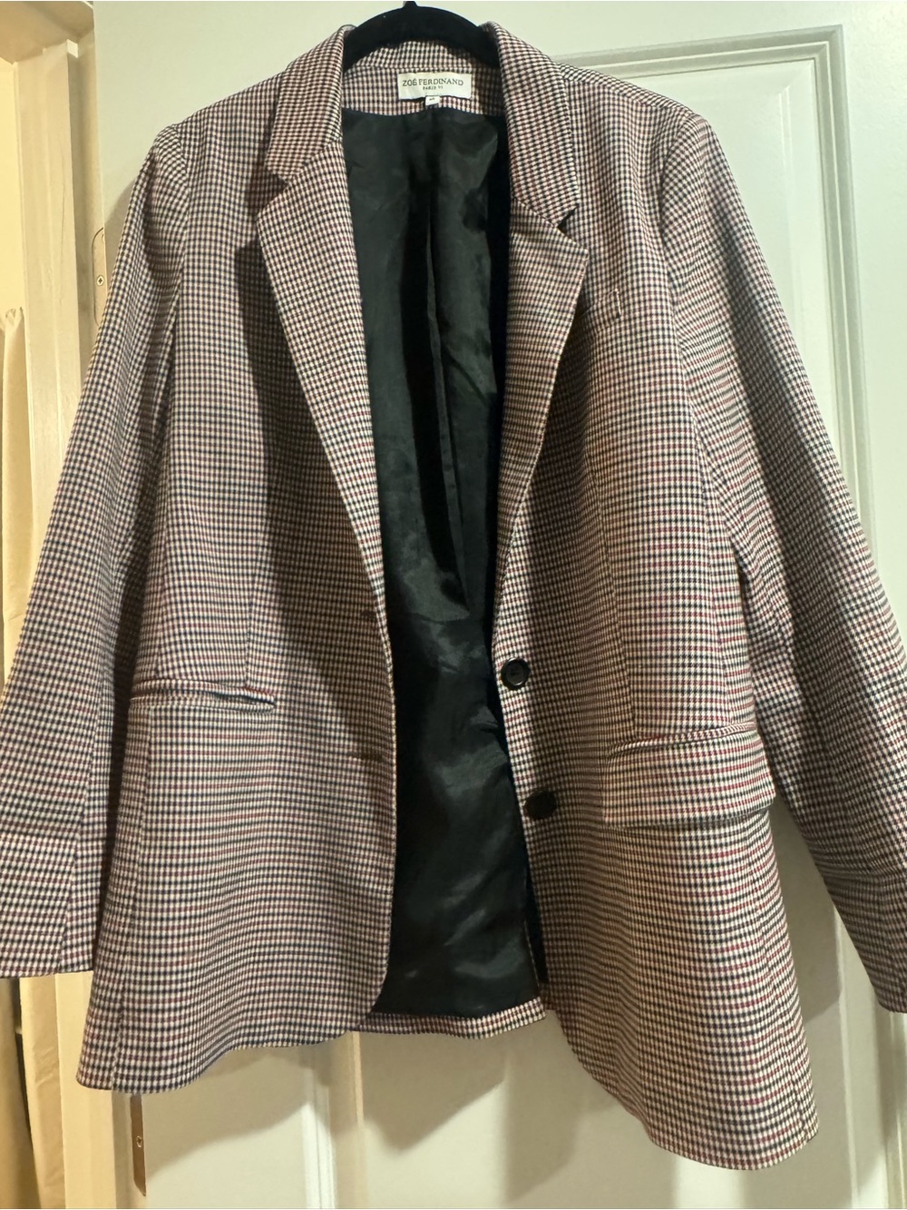 Women's Houndstooth Blazer - Black & Cream